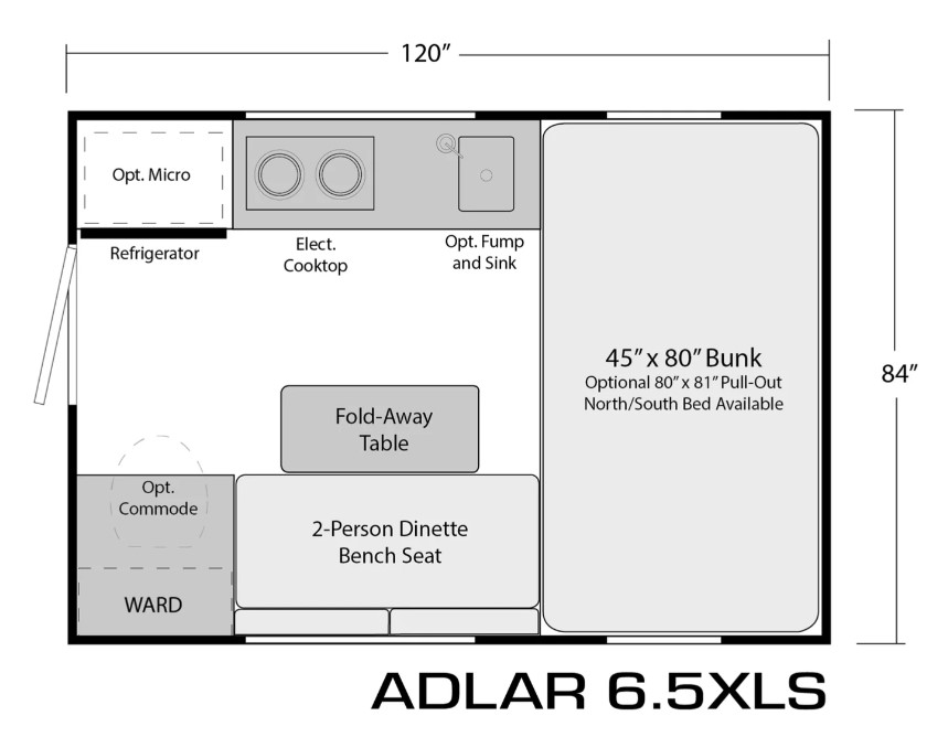 2025 SOARING EAGLE CAMPERS ADLAR 6.5XLS, , floor-plans-day image number 0